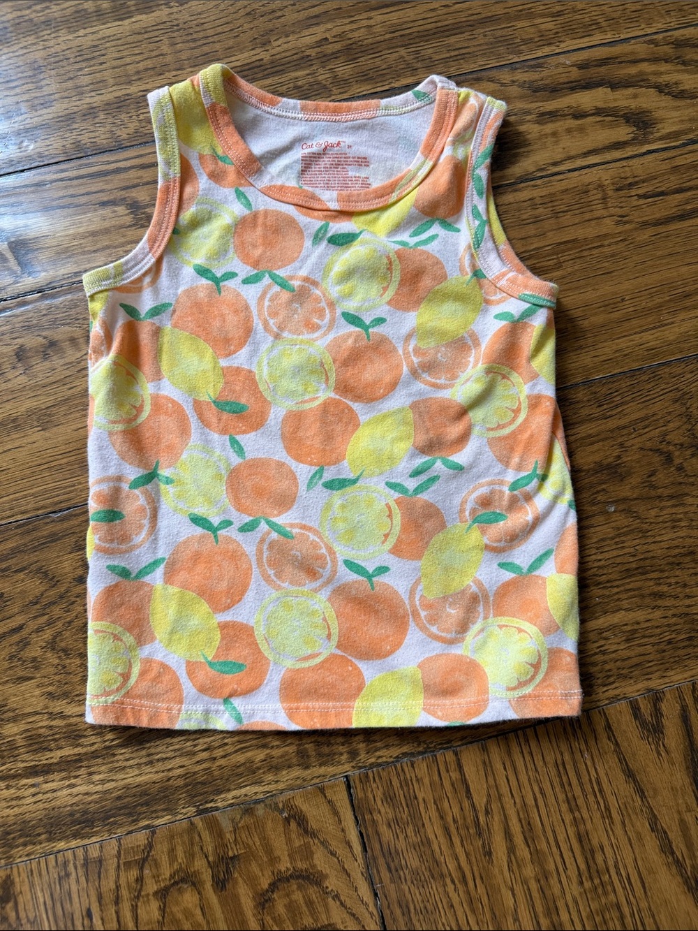 Cat & Jack Orange Lemon Print Tank Top - Orange, Yellow, Green
